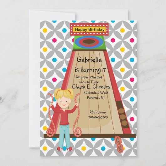 Invitation mignonne d'anniversaire de filles de (Devant)