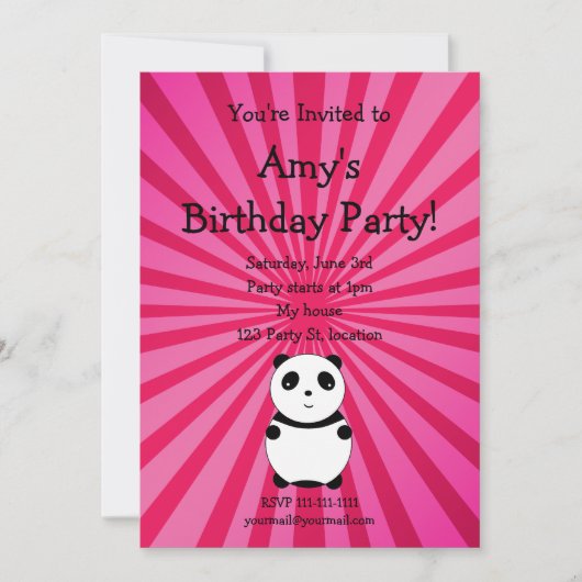 Invitation mignonne d'anniversaire de panda (Devant)