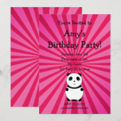Invitation mignonne d'anniversaire de panda (Devant / Derrière)