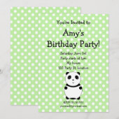 Invitation mignonne d'anniversaire de panda (Devant / Derrière)