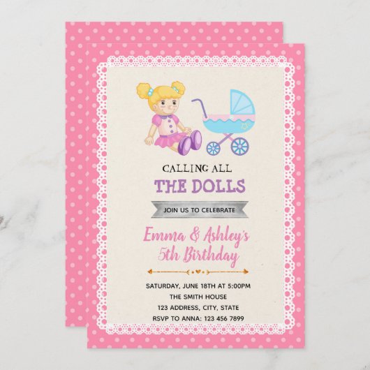 Invitation mignonne d'anniversaire de partie de (Devant / Derrière)