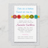 Invitation mignonne de baby shower de bouton (Devant / Derrière)