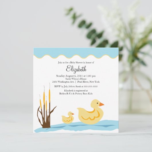 Invitation MIGNONNE de baby shower de canard de (Debout devant)