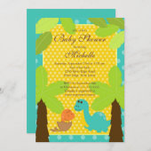 Invitation mignonne de baby shower de Dinasaur de (Devant / Derrière)