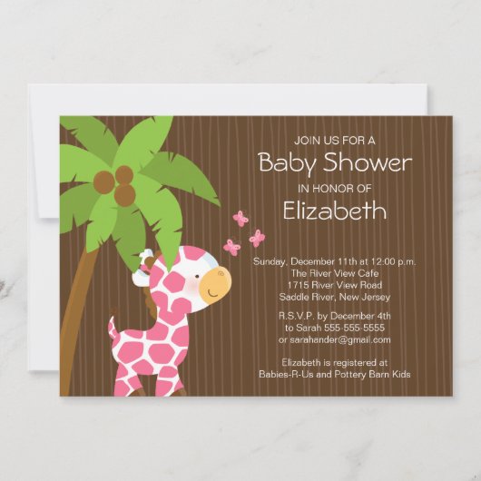 Invitation mignonne de baby shower de fille de (Devant)