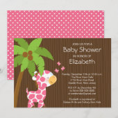 Invitation mignonne de baby shower de fille de (Devant / Derrière)