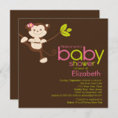 Invitation mignonne de baby shower de fille de (Devant / Derrière)