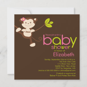 Invitation mignonne de baby shower de fille de