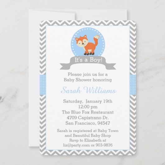 Invitation mignonne de baby shower de Fox dans (Devant)