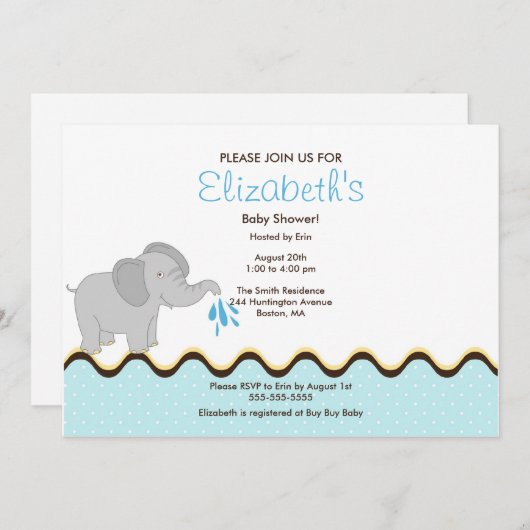 Invitation mignonne de baby shower de garçon (Devant / Derrière)