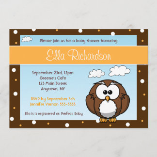 Invitation mignonne de baby shower de hibou