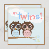 Invitation mignonne de baby shower de jumeaux de (Devant / Derrière)