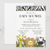 Invitation mignonne de baby shower de jungle de (Devant / Derrière)