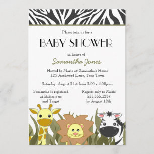 Invitation mignonne de baby shower de jungle de