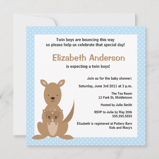 Invitation mignonne de baby shower de kangourou - (Devant)