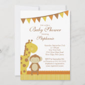 Invitation mignonne de baby shower de singe de (Devant)