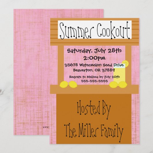 Invitation mignonne de barbecue de BBQ d'été de (Devant / Derrière)