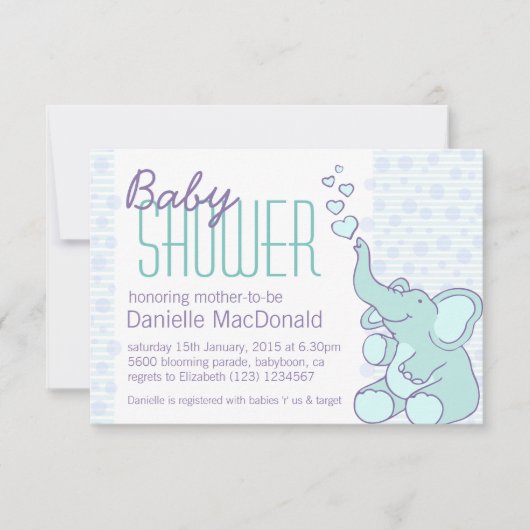 Invitation mignonne de bleu d'aqua de baby shower (Devant)