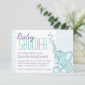 Invitation mignonne de bleu d'aqua de baby shower (Debout devant)