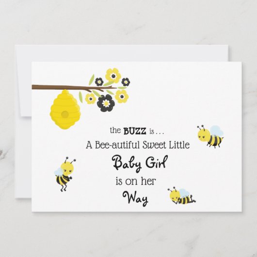 Invitation mignonne de douche de bébé d'abeille de (Devant)