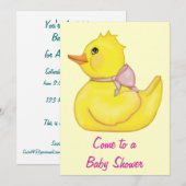 Invitation mignonne de douche de canard de bébé de (Devant / Derrière)