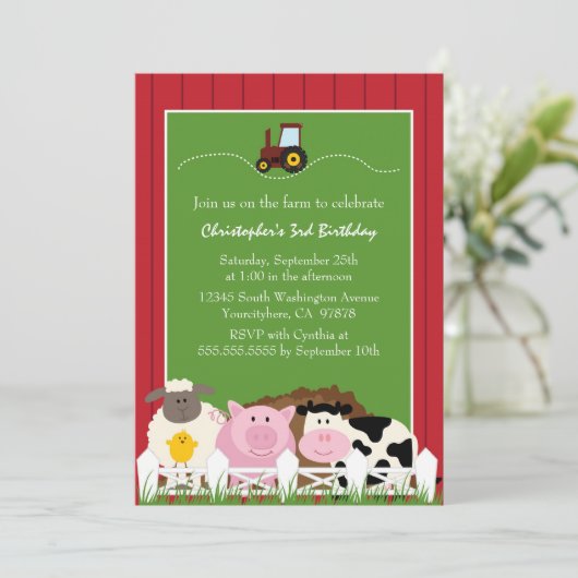 Invitation mignonne de fête d'anniversaire (Debout devant)