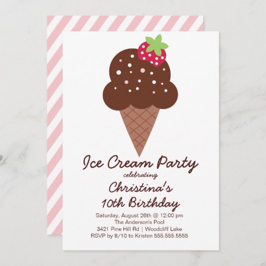 Invitation mignonne de fête d'anniversaire de (Devant / Derrière)