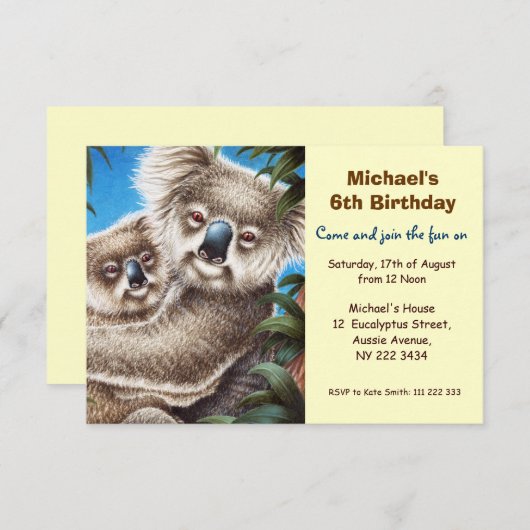 Invitation mignonne de fête d'anniversaire de (Devant / Derrière)