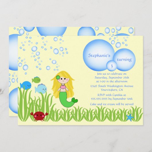 Invitation mignonne de fête d'anniversaire de (Devant / Derrière)