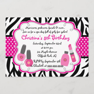 Invitation mignonne de fête d'anniversaire de spa