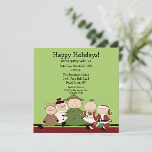 Invitation mignonne de fête de Noël d'enfants (Debout devant)