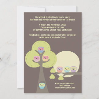 Invitation mignonne de hiboux de cérémonie de