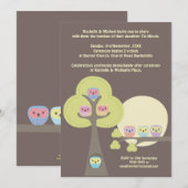 Invitation mignonne de hiboux de cérémonie de (Devant / Derrière)