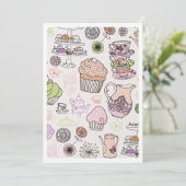 Invitation mignonne de motif de petit gâteau de (Debout devant)