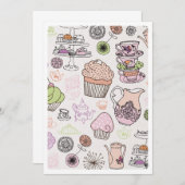 Invitation mignonne de motif de petit gâteau de (Devant / Derrière)