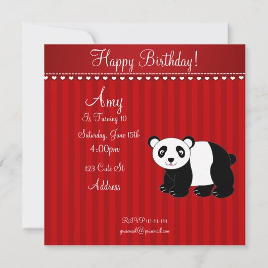 Invitation mignonne de panda (Devant)