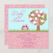 Invitation mignonne de partie d'arbre de hibou de (Devant / Derrière)