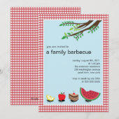 Invitation MIGNONNE de partie de BBQ d'été de (Devant / Derrière)