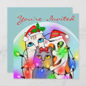 Invitation mignonne de partie de chats de Père (Devant / Derrière)