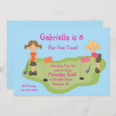 Invitation mignonne de partie de filles de golf (Devant / Derrière)