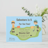 Invitation mignonne de partie de garçons de golf (Debout devant)