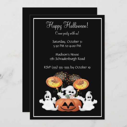 Invitation mignonne de partie de Halloween de (Devant / Derrière)