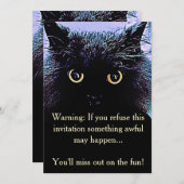Invitation mignonne de partie de Halloween de chat (Devant / Derrière)
