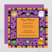 Invitation mignonne de partie de Halloween pour (Devant / Derrière)