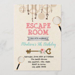 Invitation mignonne de partie de pièce d'évasion