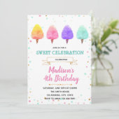 Invitation mignonne de partie de sucrerie de coton (Debout devant)