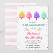 Invitation mignonne de partie de sucrerie de coton (Devant / Derrière)