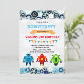 Invitation mignonne de thème de partie de robot (Debout devant)