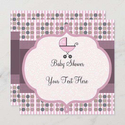 Invitation mignonne de voiture d'enfant (Devant / Derrière)