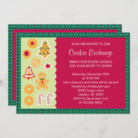 Invitation mignonne d'échange de biscuit (Devant / Derrière)